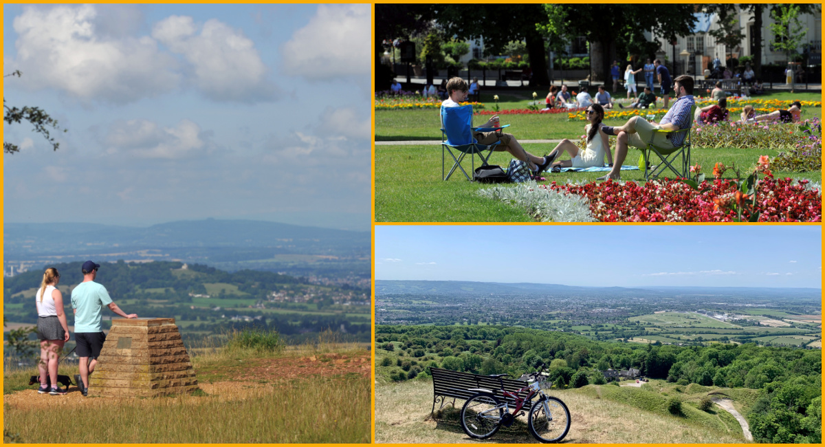 Collage of Leckhampton Hill, Imperial Gardens, Cleeve Hill, Cheltenham